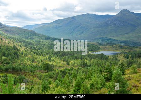 Glen Affric e Loch Salach a Ghiubhais con Sgurr na Lapaich sullo sfondo. Foto Stock