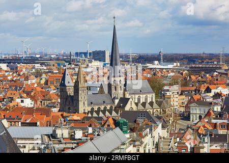 Vista aerea sul centro di Gand in Belgio, dalla torre Belfry Foto Stock