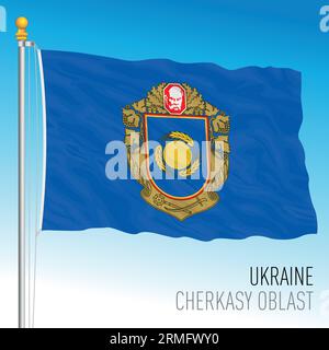 Ucraina, Cherkasy Oblast Waving flag, europa, illustrazione vettoriale Illustrazione Vettoriale