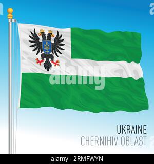 Ucraina, Chernihiv Oblast Waving flag, europa, illustrazione vettoriale Illustrazione Vettoriale