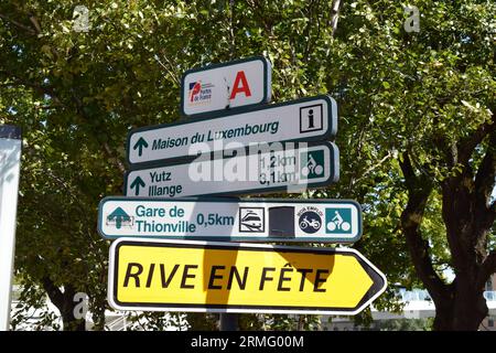 Insegna a Thionville Foto Stock