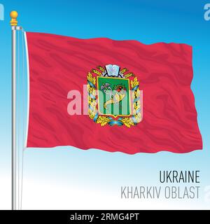 Ucraina, Kharkiv Oblast Waving flag, europa, illustrazione vettoriale Illustrazione Vettoriale