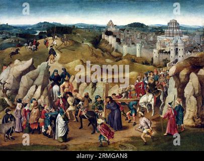 The Way to Calvary (copia) di Jan van Eyck (c.1390-1441), c. 1505-15 Foto Stock