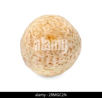 Una radice di sedano cruda isolata su bianco Foto Stock