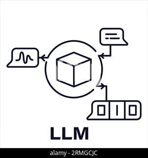 Icona Vector per Large Language Model: Generazione di testo avanzata ai. Icona traccia modificabile dal vettore. Illustrazione Vettoriale