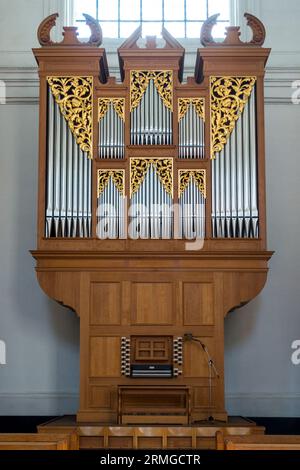Verschueren organo a canne nella chiesa dell'abbazia premonstratense di Averbode, Scherpenheuvel-Zichem, Brabante fiammingo, Fiandre, Belgio Foto Stock
