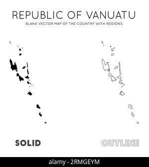 Mappa di Vanuatu. Mappa vettoriale vuota del paese con regioni. Confini di Vanuatu per la tua infografica. Illustrazione vettoriale. Illustrazione Vettoriale