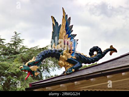 Una statua di drago sulla Pagoda ai Kew Gardens Foto Stock