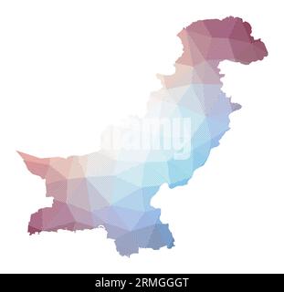 Mappa del Pakistan. Illustrazione a basso contenuto di polietilene del paese. Design geometrico con strisce. Tecnologia, Internet, concetto di rete. Illustrazione vettoriale. Illustrazione Vettoriale