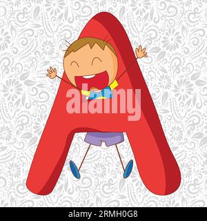 Lettera Alfabetica A, disegno lettera alfabetica, illustrazione lettera alfabetica, ultima immagine, illustrazione lettere, vettore alfabetico, vettore font Illustrazione Vettoriale