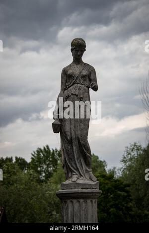 Statua nella riserva naturale Torbiere del Sebino Foto Stock
