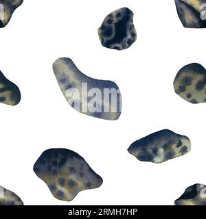 Motivo senza cuciture degli asteroidi. Acquerello sassi sfondo astratto. Disegnato a mano isolato su bianco. Decorazioni in tessuto. carta da imballaggio, poster Foto Stock