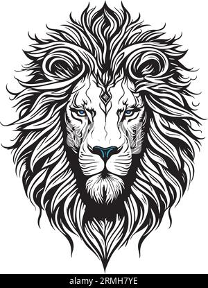 Moderna testa di Leone con design Blue Eyes Vector Format Illustrazione Vettoriale