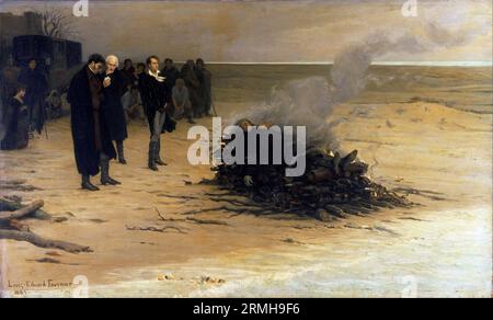 The Funeral of Shelley, dipinto di Louis Édouard Fournier (1889). Foto Stock