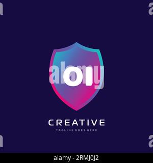 Logo iniziale con modello vettoriale colorato. Illustrazione Vettoriale