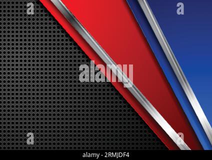 Sfondo rosso e blu con tecnologia perforata metallizzata. Design aziendale vettoriale Illustrazione Vettoriale