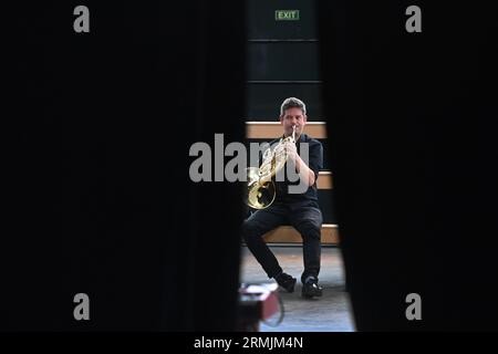 Ostrava, Repubblica Ceca. 28 agosto 2023. Concerto di Ostravska banda i durante il Festival di Ostrava Days Music of Today a Ostrava, Repubblica Ceca, 28 agosto 2023. Crediti: Jaroslav Ozana/CTK Photo/Alamy Live News Foto Stock