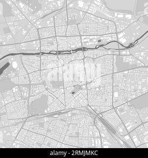 Mappa dettagliata di Plovdiv in bianco e nero con edifici Illustrazione Vettoriale