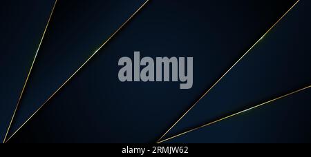 la texture di sfondo premium di lusso blu scuro si sovrappone alla linea dello strato; disegno vettoriale di design moderno dorato Illustrazione Vettoriale