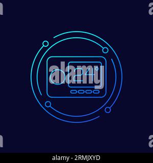 icona termostato digitale, design lineare Illustrazione Vettoriale