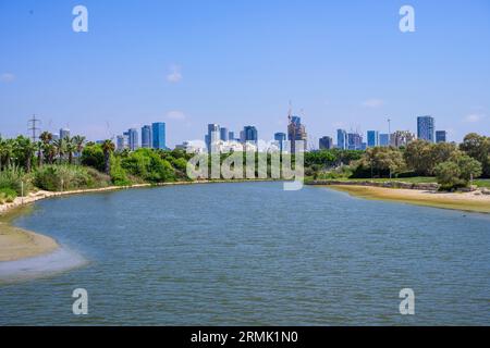 Estuario del fiume Yarkon, Tel Aviv, Israele Foto Stock