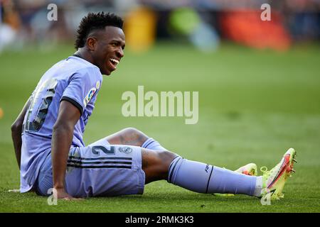 Valencia, Spagna. 21 maggio 2023. Vinicius Junior del Real Madrid CF durante la partita di LaLiga Santander tra Valencia CF e Real Madrid CF allo stadio Mestalla, 21 maggio 2023, Valencia, Spagna. (Foto di David Aliaga/NurPhoto) credito: NurPhoto SRL/Alamy Live News Foto Stock