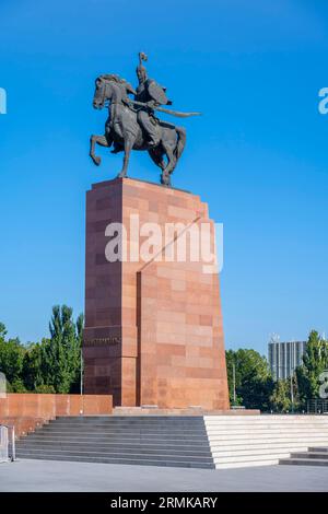 Manas Monument modellato su un'epica tradizionale, Ala-Too Square, Bishkek, Kirghizistan Foto Stock