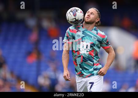 Wes Burns di Ipswich Town durante il riscaldamento - Ipswich Town V Leeds United, Sky Bet Championship, Portman Road, Ipswich, Regno Unito - 26 agosto 2023 solo per uso editoriale - si applicano restrizioni DataCo Foto Stock