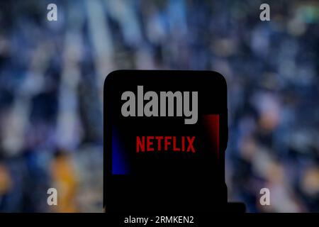 26 agosto 2023: Gaziantep, Turchia. 28 agosto 2023. Il logo dell'app Netflix su uno smartphone. Netflix è un servizio di streaming di film, serie TV, spettacoli e documentari, disponibile su abbonamento. È di proprietà e gestito da Netflix, Inc. (Immagine di credito: © Muhammad Ata/IMAGESLIVE via ZUMA Press Wire) SOLO USO EDITORIALE! Non per USO commerciale! Foto Stock