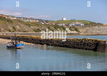 Piccole imbarcazioni nel porto di Folkestone Kent Inghilterra Regno Unito Foto Stock