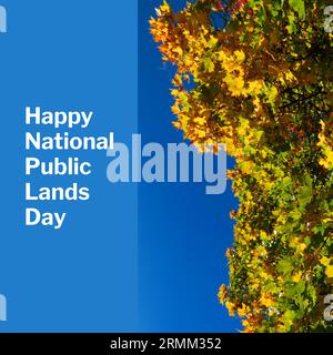 Composito di felice testo del giorno della terra pubblica nazionale sopra l'albero Foto Stock