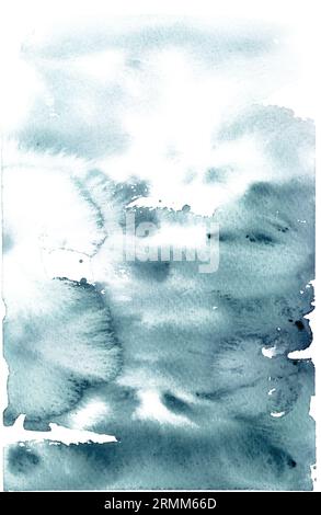 Sfondo ad acquerello blu astratto. Illustrazione disegnata a mano Foto Stock