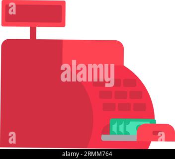 Cassa bancaria con accettore fatture aperto. Dispositivo per lo stoccaggio sicuro del denaro e la contabilizzazione delle merci vendute in negozio. Icona vettore piatto semplice isolata Illustrazione Vettoriale