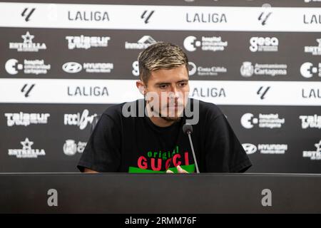 29/08/2023, il colombiano Juan Jose Narvaez, nuovo giocatore della squadra FC Cartagena, Estadio Cartagonova, Cartagena, regione di Murcia. Foto Stock