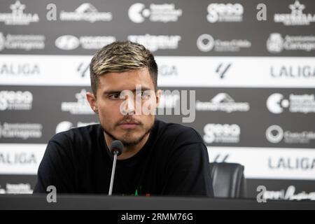 29/08/2023, il colombiano Juan Jose Narvaez, nuovo giocatore della squadra FC Cartagena, Estadio Cartagonova, Cartagena, regione di Murcia. Foto Stock