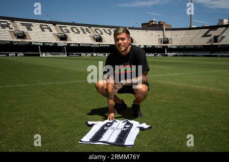 29/08/2023, il colombiano Juan Jose Narvaez, nuovo giocatore della squadra FC Cartagena, Estadio Cartagonova, Cartagena, regione di Murcia. Foto Stock