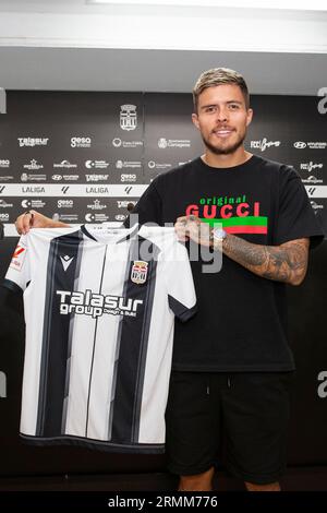 29/08/2023, il colombiano Juan Jose Narvaez, nuovo giocatore della squadra FC Cartagena, Estadio Cartagonova, Cartagena, regione di Murcia. Foto Stock