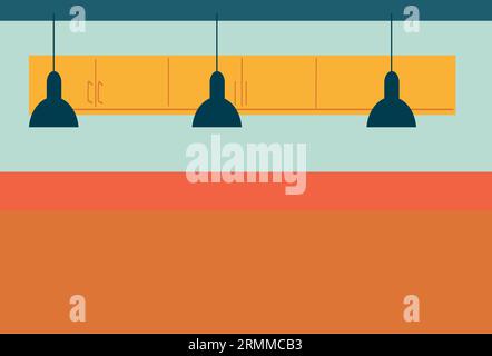 Bancone bar, lampadari in stile loft Illustrazione Vettoriale