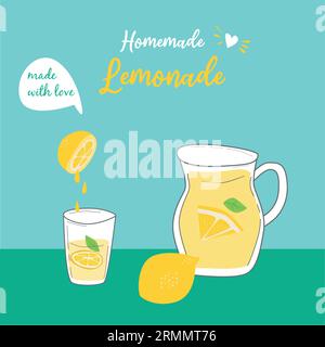 sfondo per una bevanda rinfrescante fatta in casa con limonata Illustrazione Vettoriale