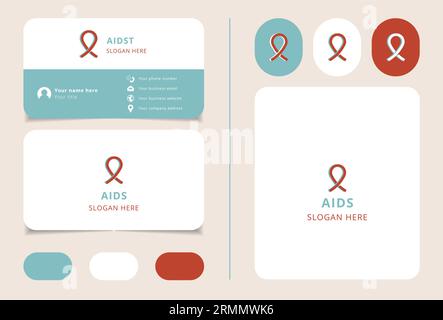 Logo AIDS con slogan modificabile. Libro di branding e modello di biglietto da visita. Illustrazione Vettoriale