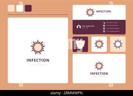 Logo infezione con slogan modificabile. Libro di branding e modello di biglietto da visita. Illustrazione Vettoriale