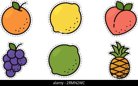 Set di icone colorate per frutta Vector Illustrazione Vettoriale