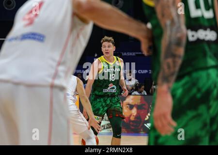 Pasay City, Filippine. 29 agosto 2023. Rokas Jokubaitis della Lituania Basket è visto in azione durante la partita di Coppa del mondo di pallacanestro maschile FIBA 2023 tra Lituania e Montenegro alla MOA Arena. Punteggio finale Lituania 91:71 Montenegro credito: SOPA Images Limited/Alamy Live News Foto Stock