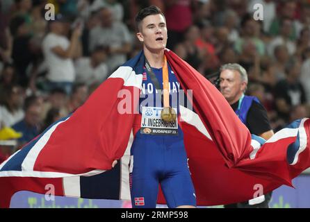 Jakob INGEBRIGTSEN di NOR finale 5000 METRI UOMINI durante i Campionati del mondo 2023 il 27 agosto 2023 a Nemzeti Atletikai Kozpont a Budapest, Ungheria - foto Laurent Lairys / DPPI Foto Stock