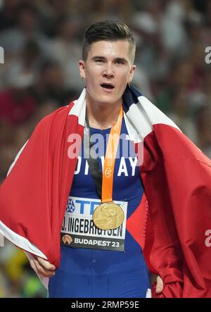 Jakob INGEBRIGTSEN di NOR finale 5000 METRI UOMINI durante i Campionati del mondo 2023 il 27 agosto 2023 a Nemzeti Atletikai Kozpont a Budapest, Ungheria - foto Laurent Lairys / DPPI Foto Stock