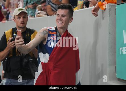 Jakob INGEBRIGTSEN di NOR finale 5000 METRI UOMINI durante i Campionati del mondo 2023 il 27 agosto 2023 a Nemzeti Atletikai Kozpont a Budapest, Ungheria - foto Laurent Lairys / DPPI Foto Stock