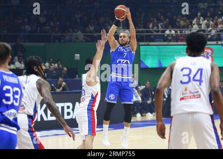 Quezon City, Metro Manila, Filippine. 29 agosto 2023. Durante la partita di Coppa del mondo FIBA 2023 tra Italia (blu) e Filippine (bianco) allo Smart Araneta Coliseum. L'Italia ha vinto 90-83. (Immagine di credito: © Dennis Jerome costa/Pacific Press via ZUMA Press Wire) SOLO USO EDITORIALE! Non per USO commerciale! Foto Stock