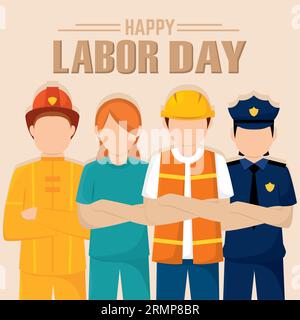 Diversi caratteri astratti con diversi job Labor Day Vector Illustrazione Vettoriale