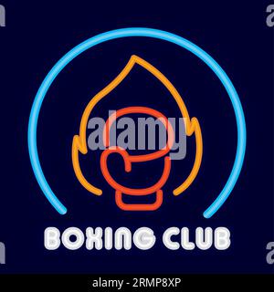Poster al neon color boxing club Vector Illustrazione Vettoriale