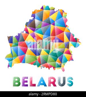 Bielorussia - colorata bassa forma di campagna. Triangoli geometrici multicolori. Design moderno e alla moda. Illustrazione vettoriale. Illustrazione Vettoriale